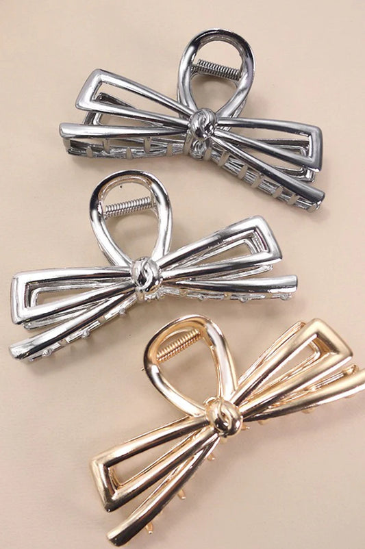 Jumbo Metallic Bow Claw Clip