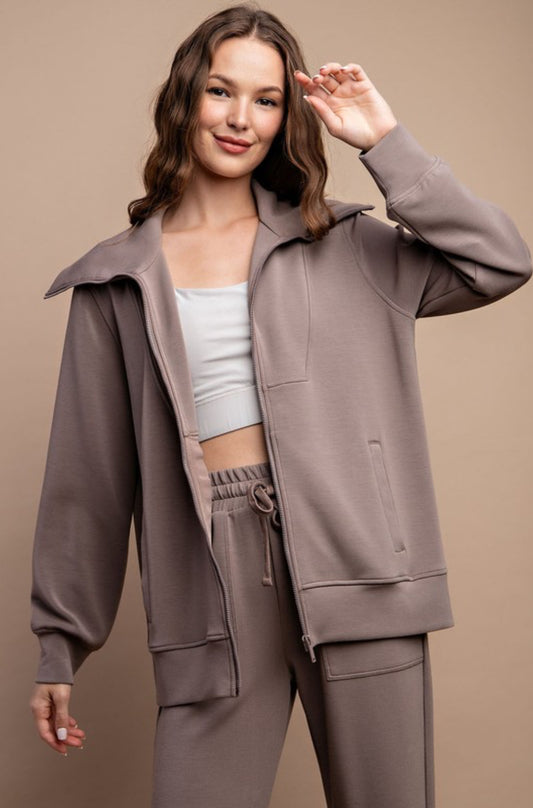 Dreamy Feels Super Soft Full Zip Jacket In Mocha