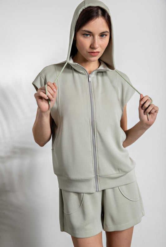 Flying Free Super Soft Hoodie Jacket In Sage