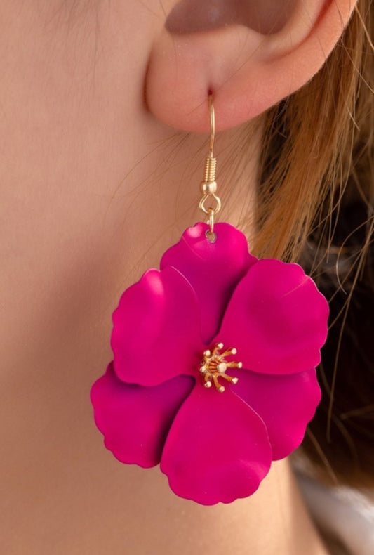 Bold Statement Flower Drop Earrings