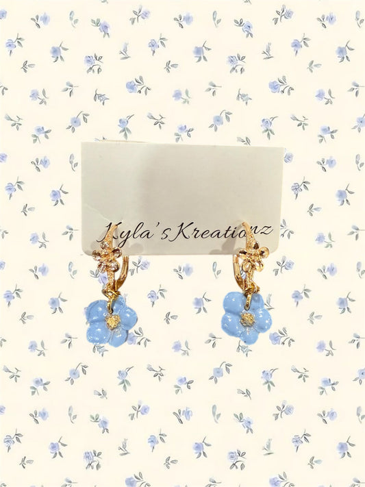 Blue Flower Hoops