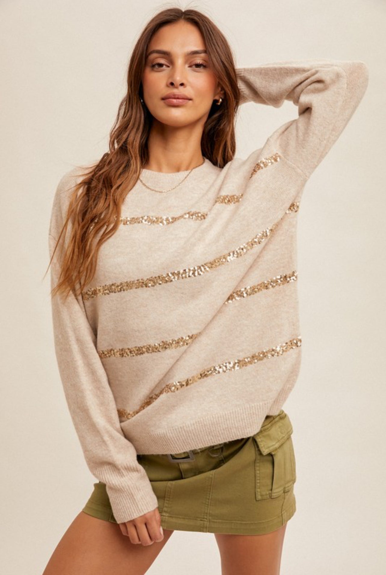 Sparkle Your Way Through Sweater In Gold