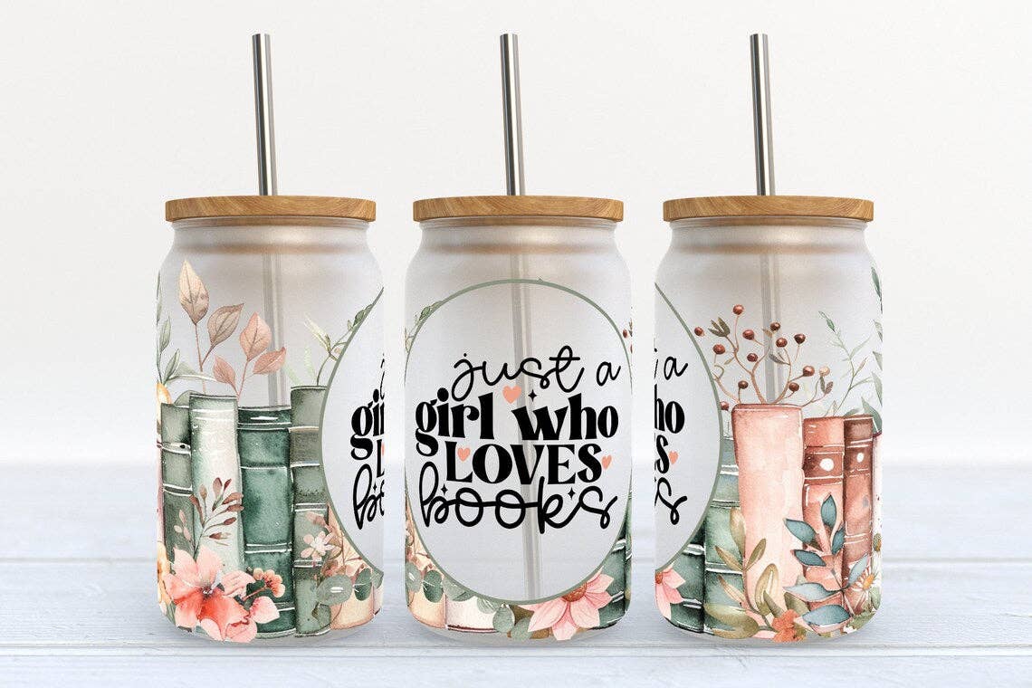 Girl Loves Books Glass Tumbler