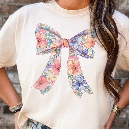 Spring Flower Bow Graphic Tee