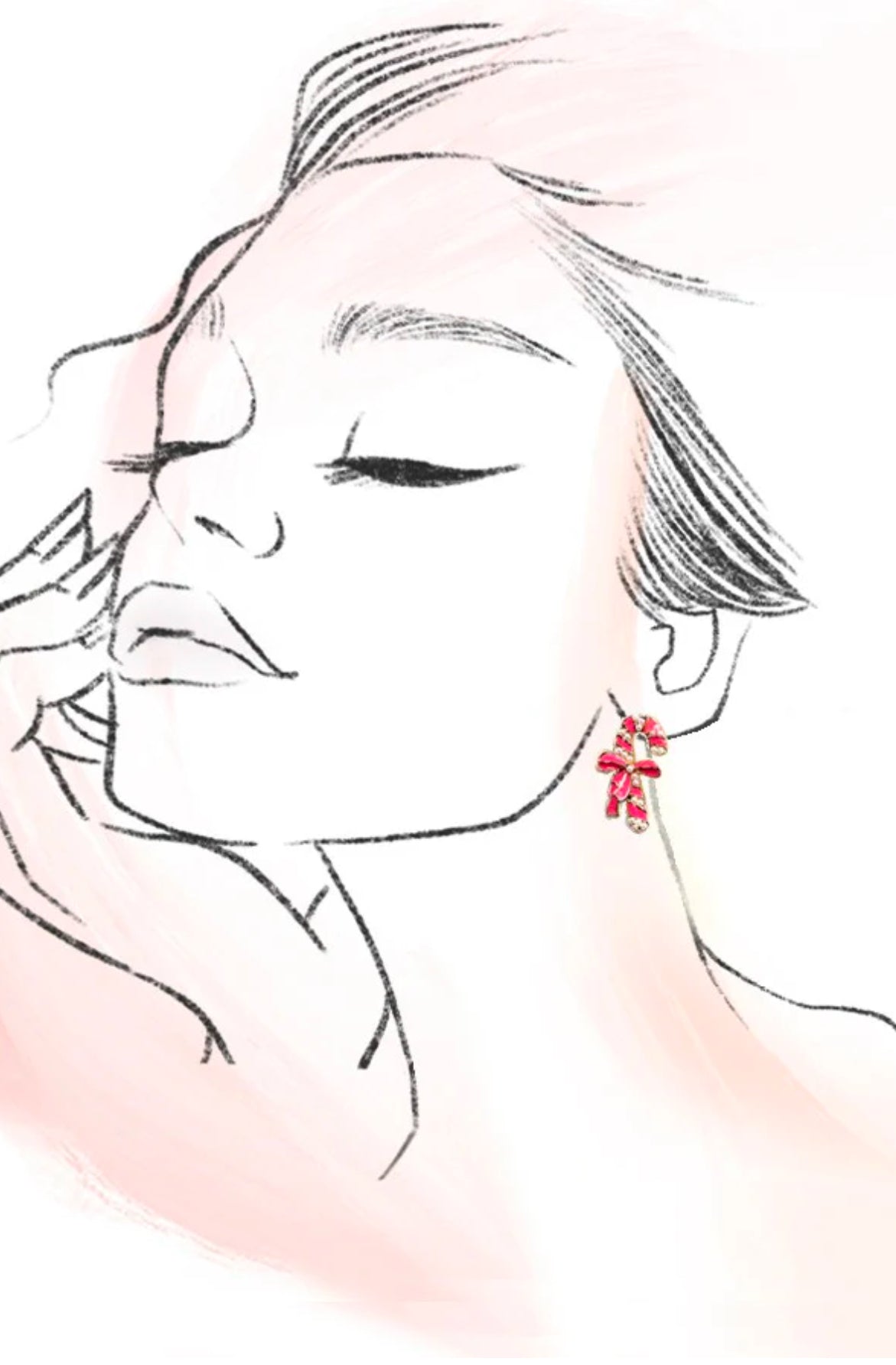 Candy Cane Bow Pearl Earrings