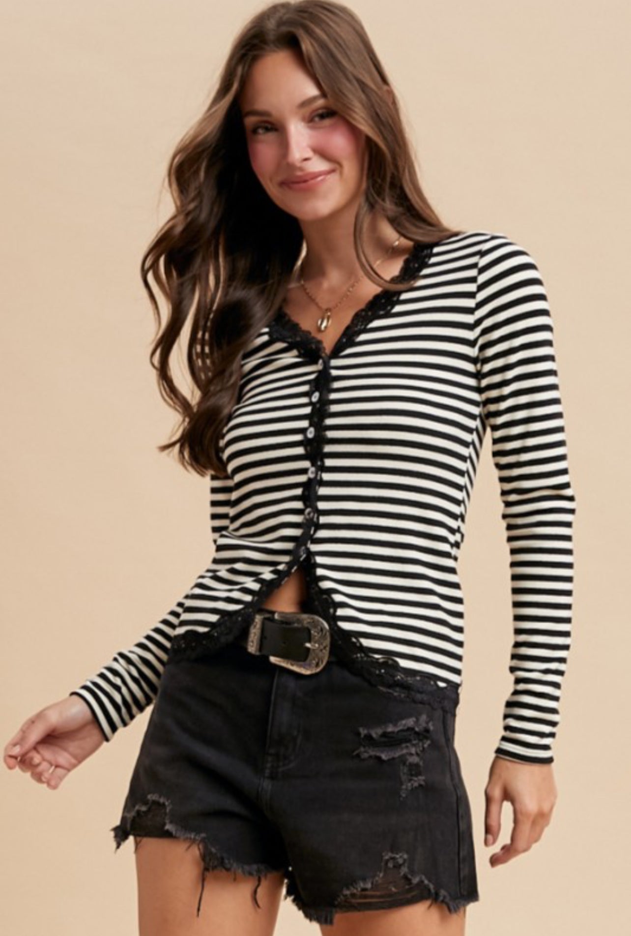 Steady Lanes Lace Trim Cardigan