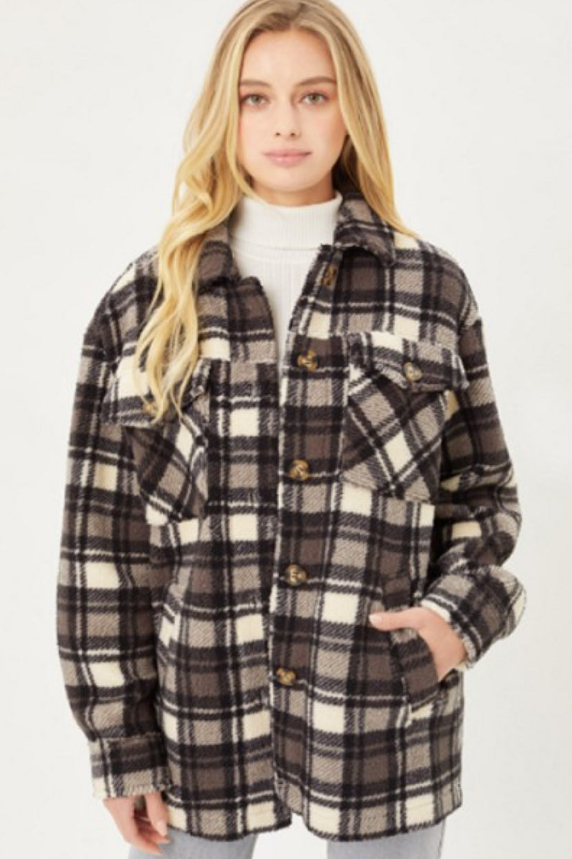 All The Hype Sherpa Fleece Shacket