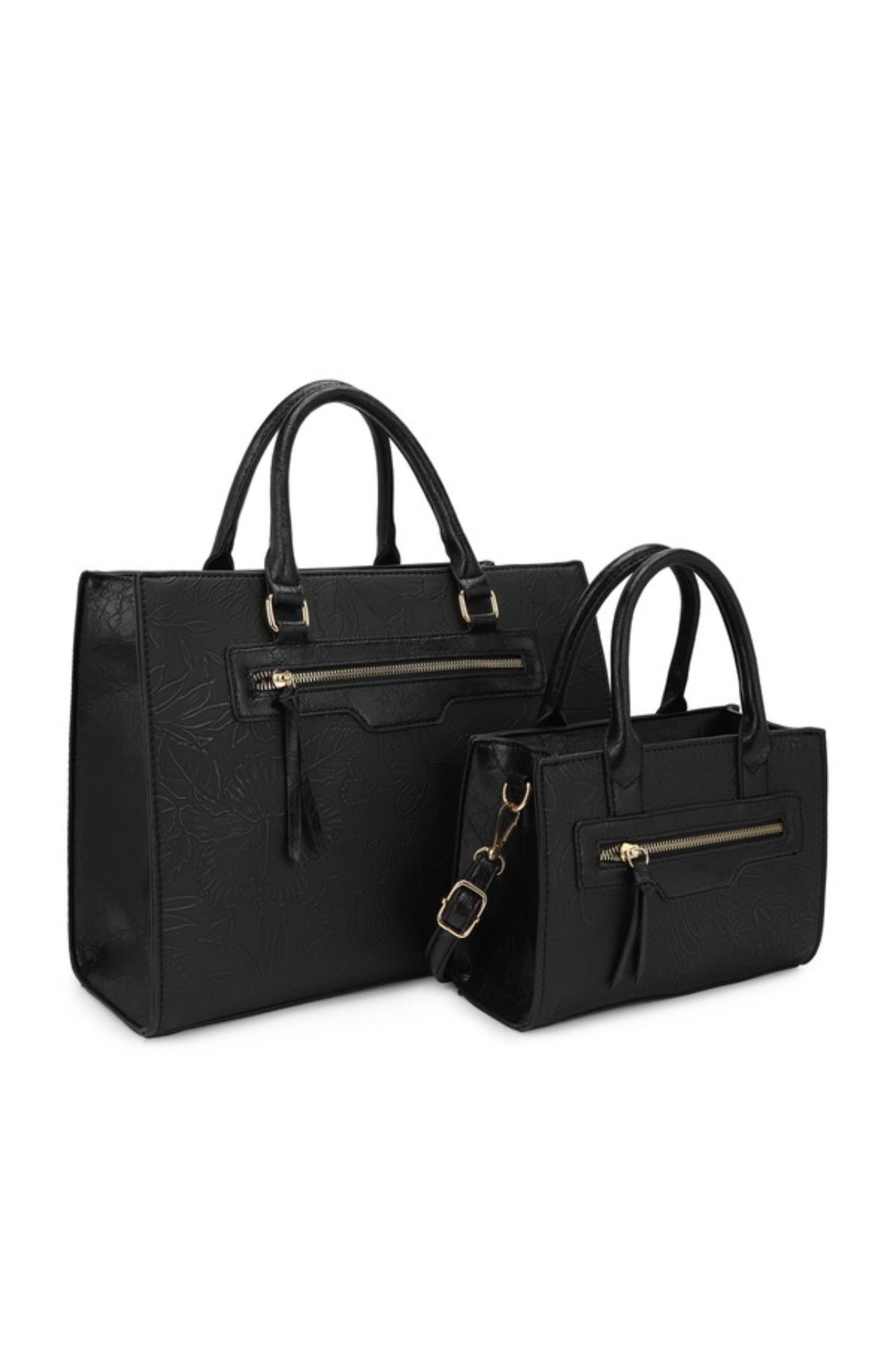 Hibiscus Embossed 2-in-1 Tote Bag