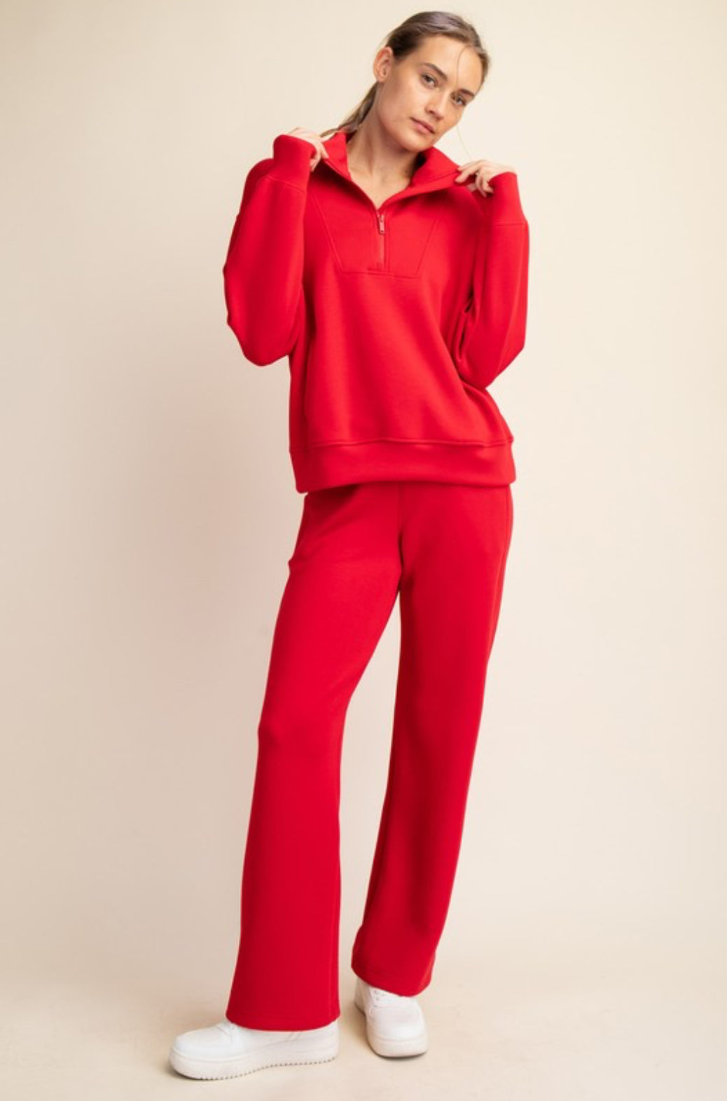 The Ultimate Quarter Zip Pullover In Red