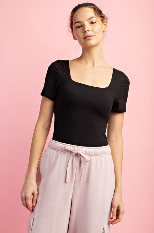 SAB Short Sleeve Recycled Bodysuit In Black