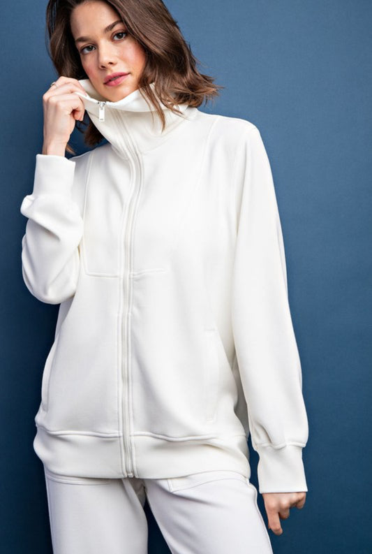 Dreamy Feels SS Full Zip Jacket In Cream