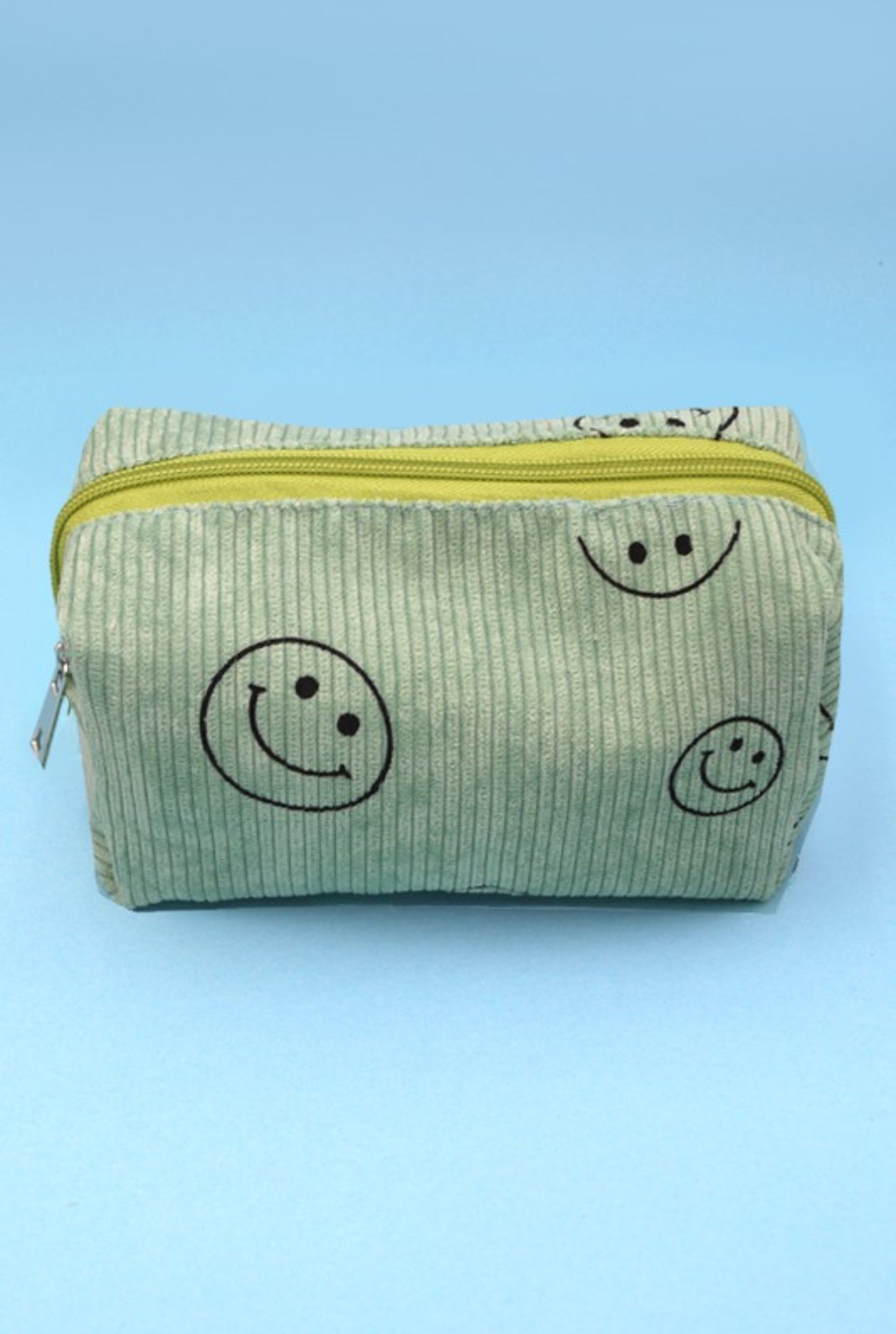 Smiley Face Corduroy Cosmetic Bag