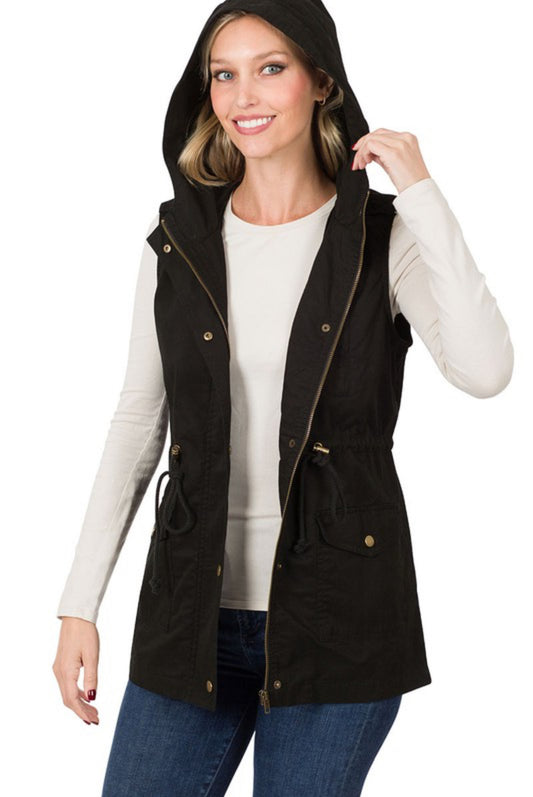 Easily Layered Cargo Vest In Black