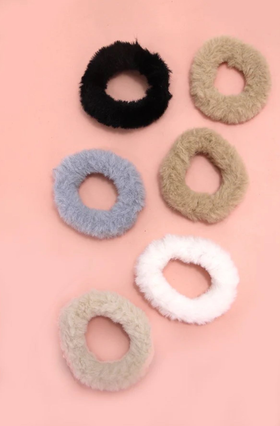 Soft Fuzzy Scrunchies Set Of 6