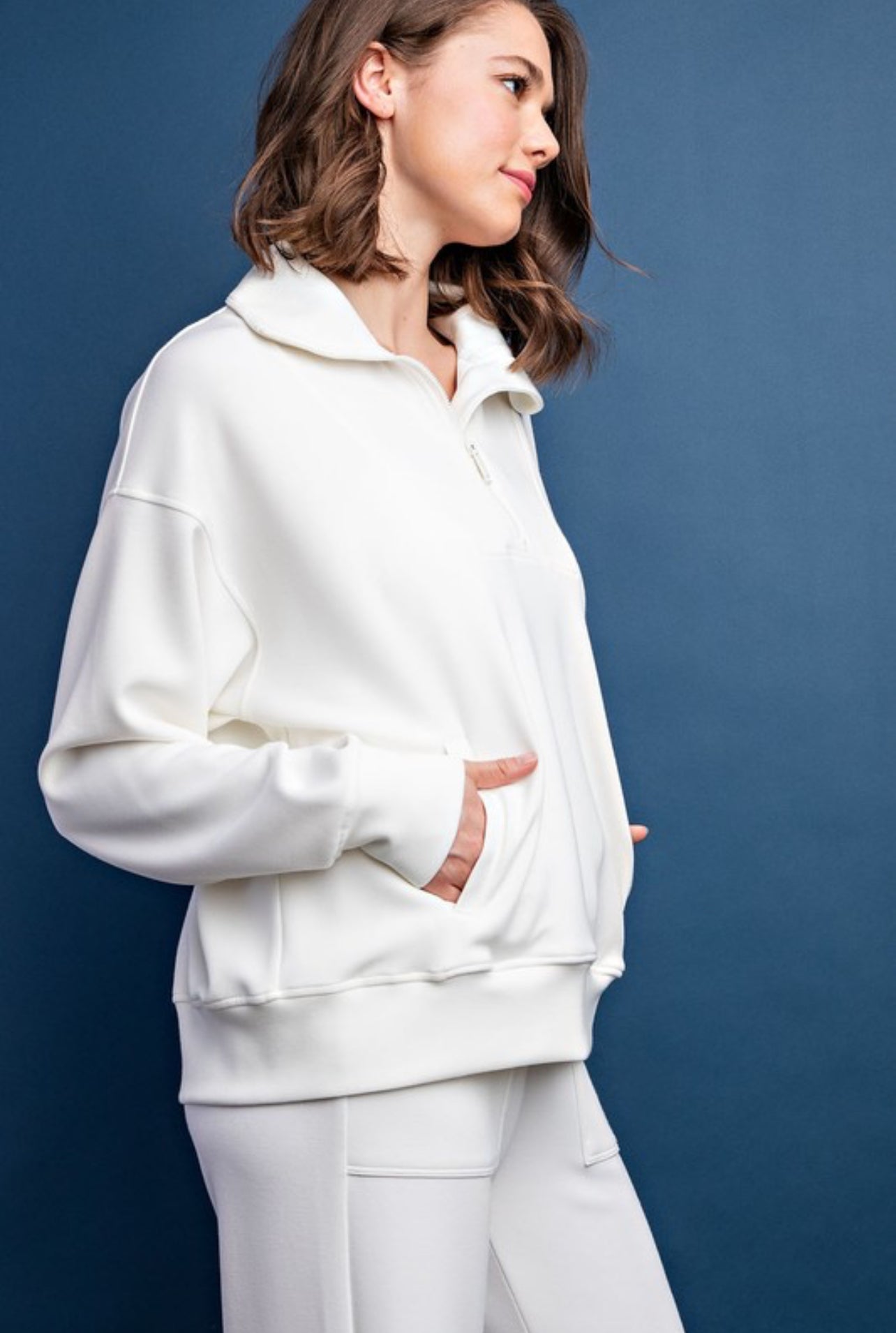 Ultimate Quarter Zip Pullover In Cream