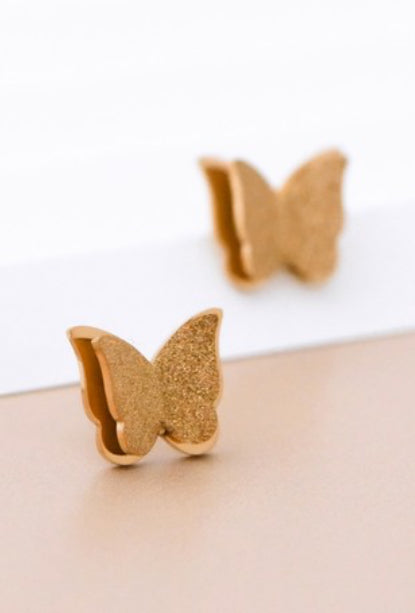 Wings Of Beauty Butterfly Studs In Gold