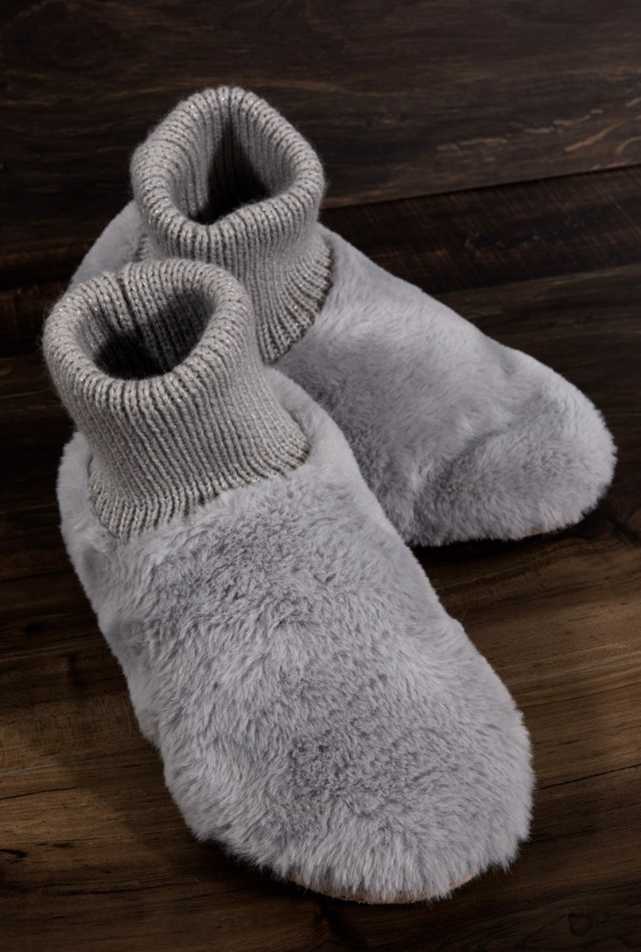 Fuzziest Feet Slipper Booties In Grey