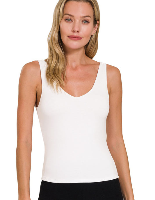 Basic Double Layer Butter Top In White