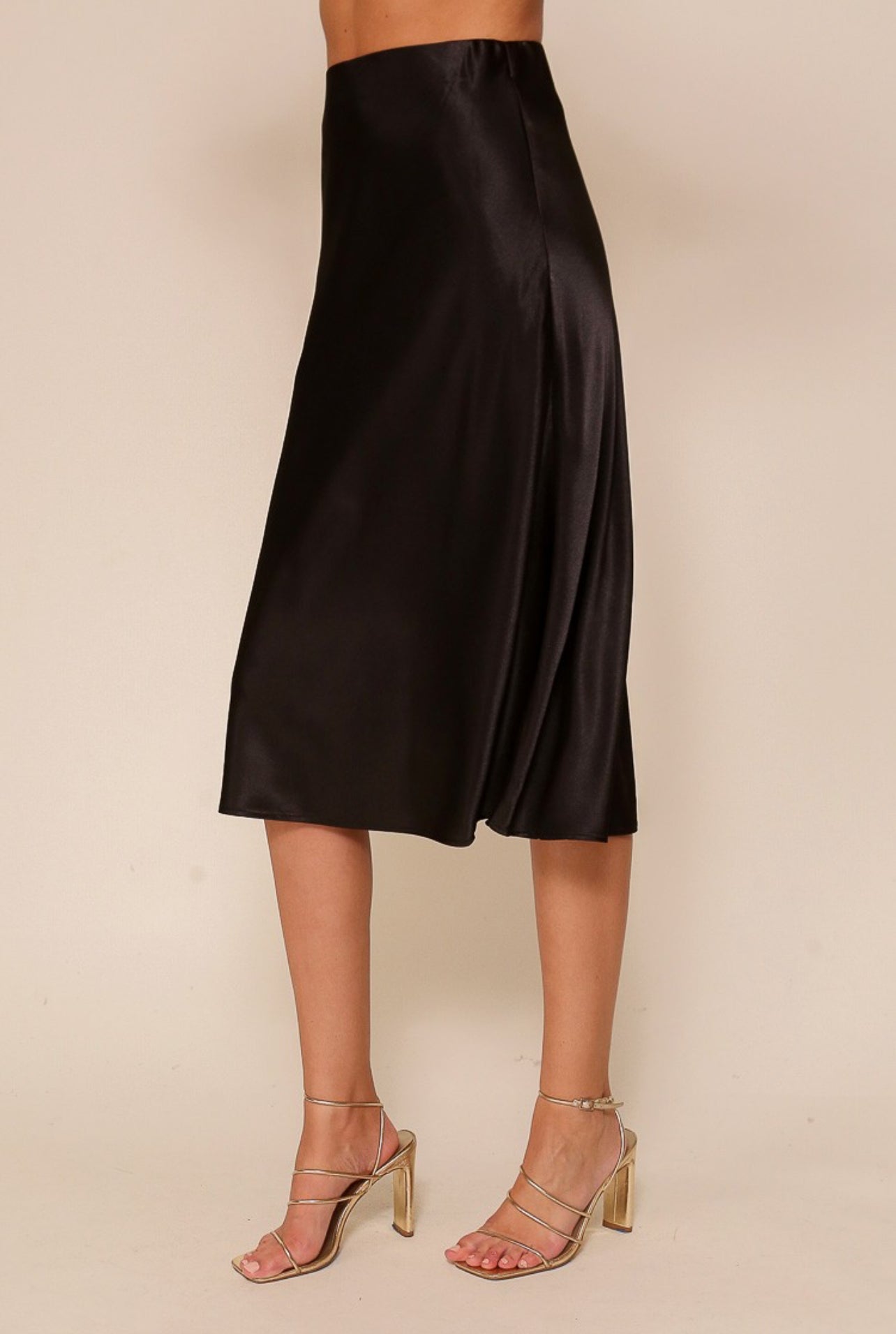 Sophisticated And Romantic Satin Skirt In Black