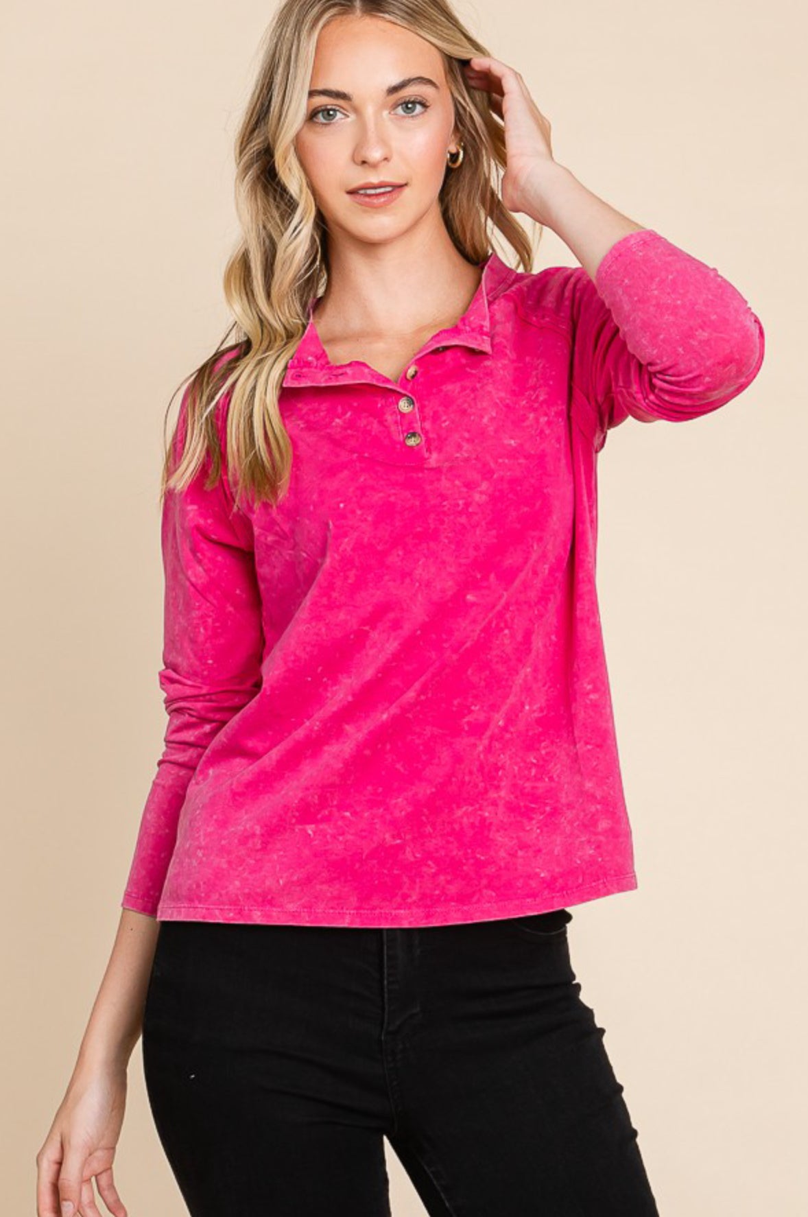 Soft Button Not-So-Basic Long Sleeve Top