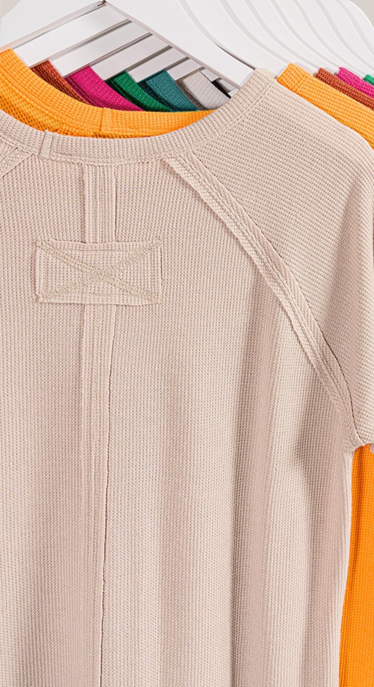 Remember When Waffle Top In Sand Beige