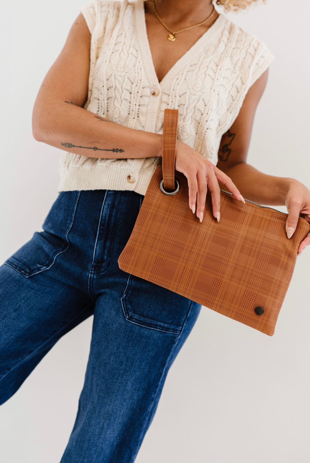 Zara Oversized Clutch In Cognac