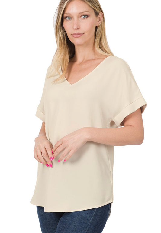 Easily Dressed Up Top In Sand Ivory