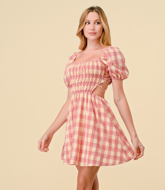 Gingham Waves Mini Dress