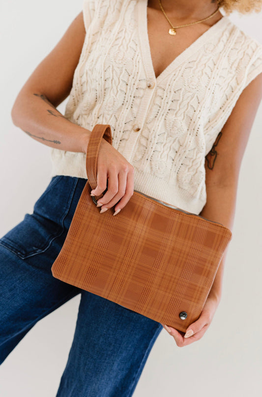 Zara Oversized Clutch In Cognac