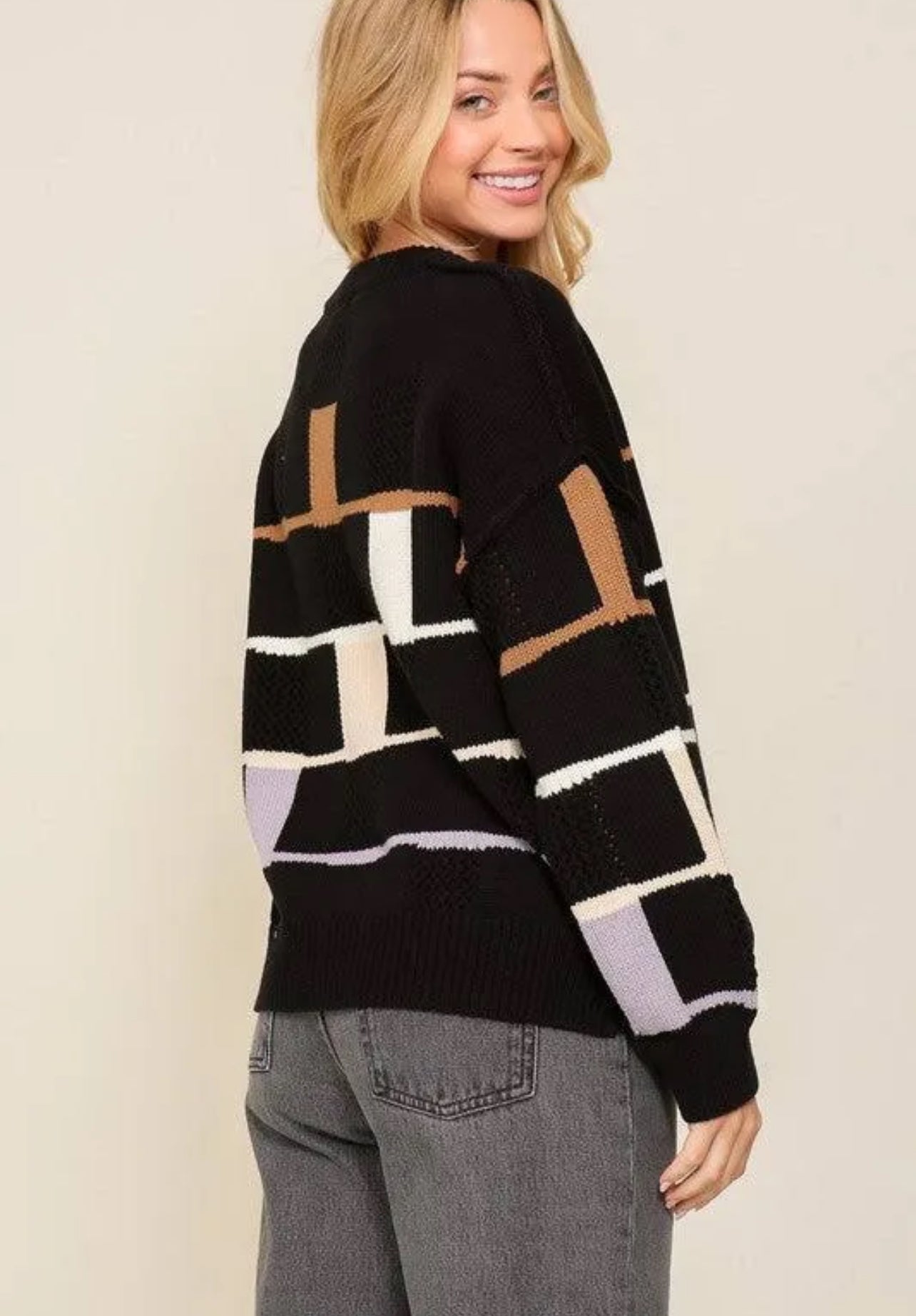 Wanderland Block Sweater In Black