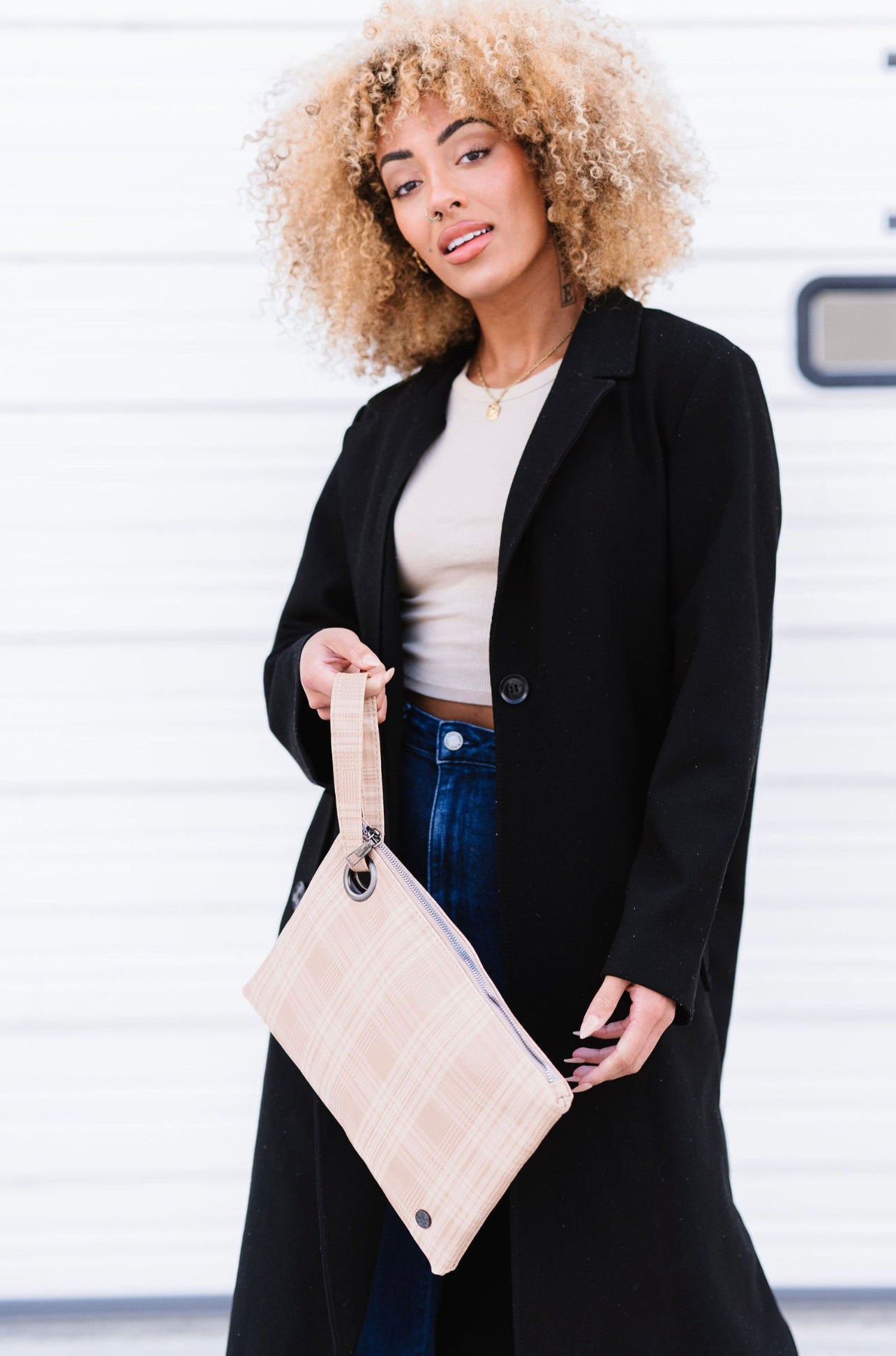 Zara Oversized Clutch In Khaki