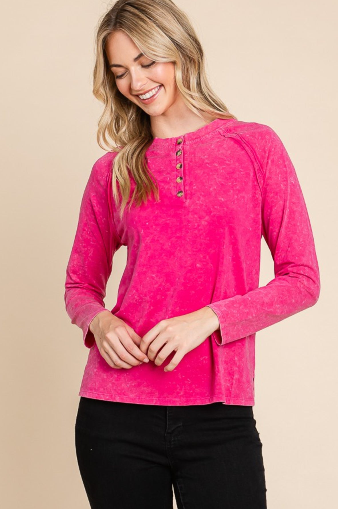 Soft Button Not-So-Basic Long Sleeve Top