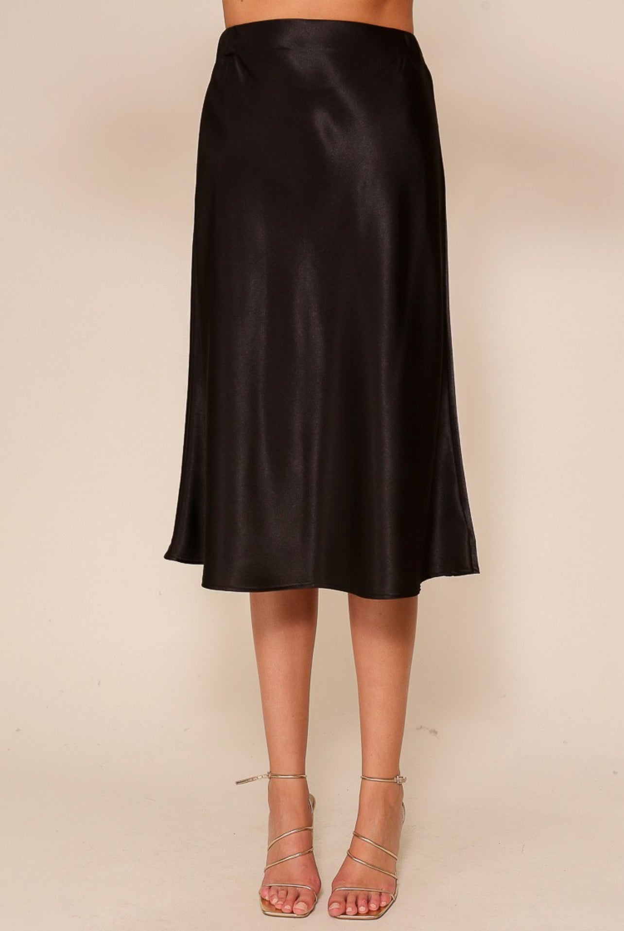 Sophisticated And Romantic Satin Skirt In Black