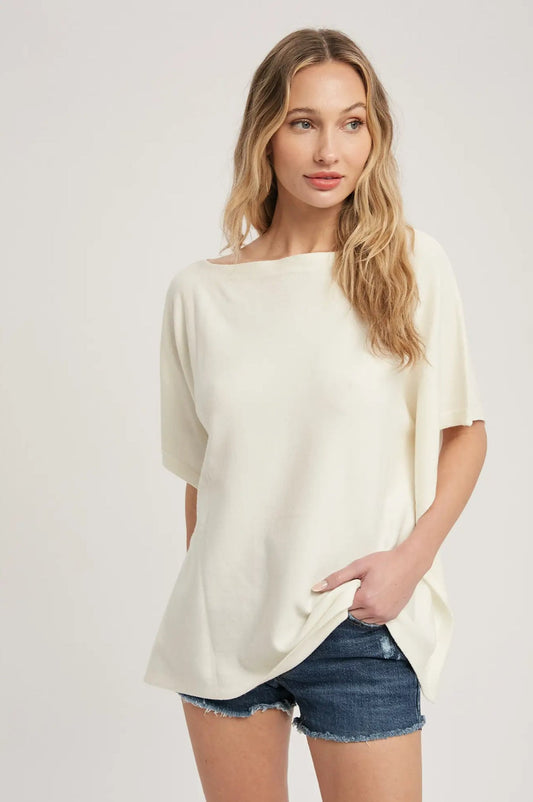 Walk With Me Sweater Top In Ivory