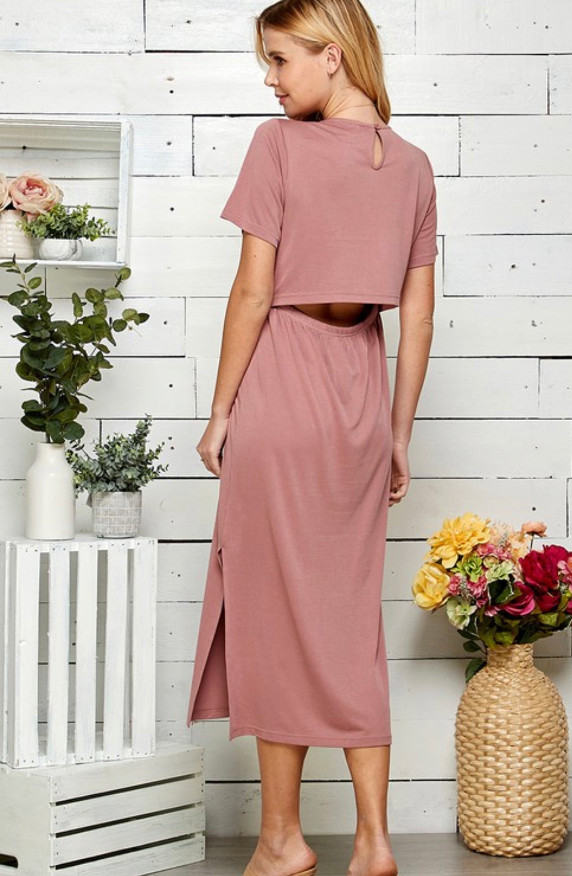 Pleasantly Surprised Dress In Dusty Pink