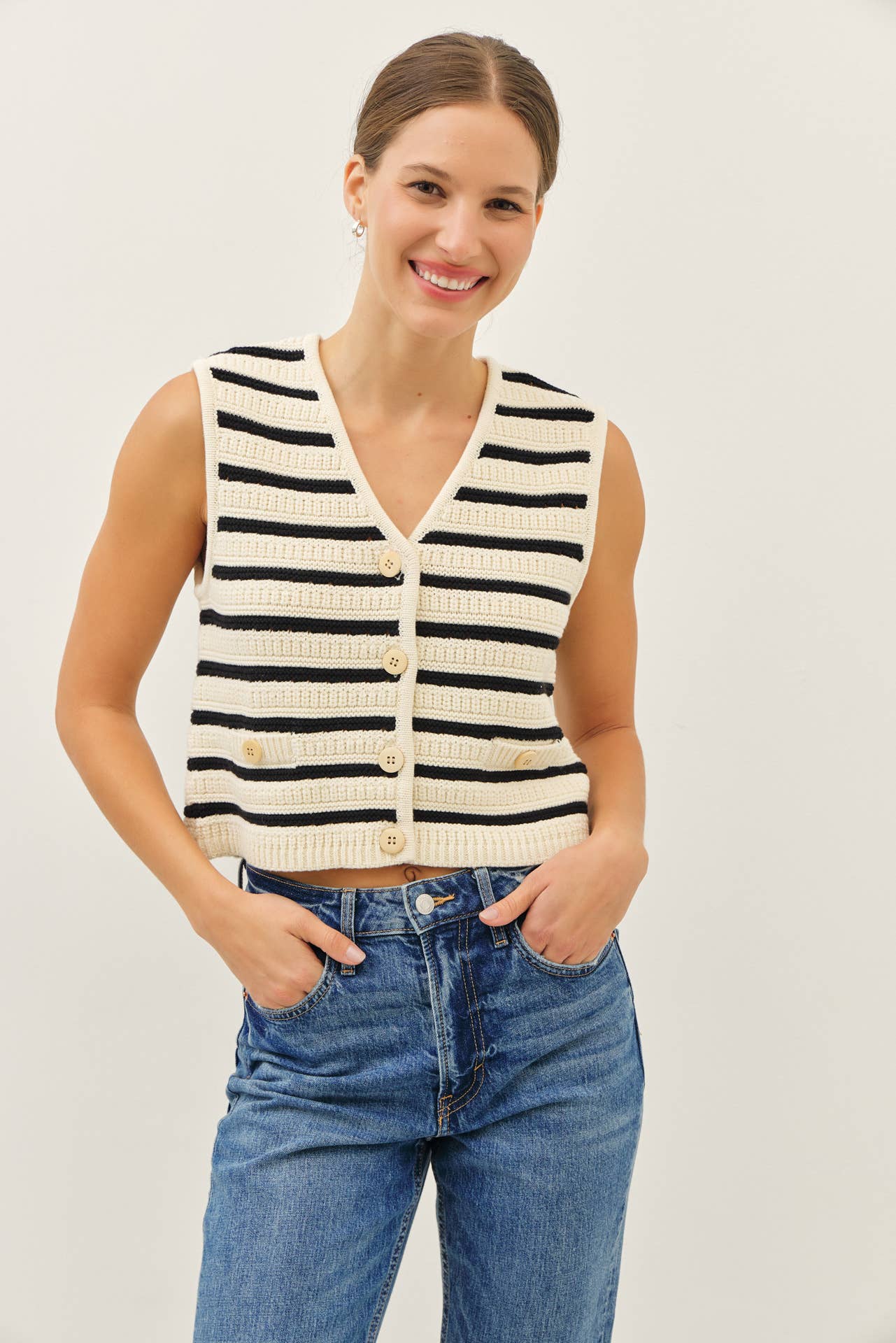 Self Assured Striped Sweater Vest