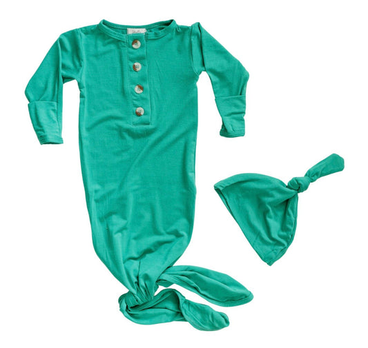 Newborn Knotted Baby Gown & Hat Set