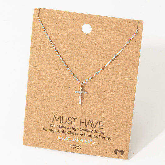 Cz Cross Pendant Necklace: S
