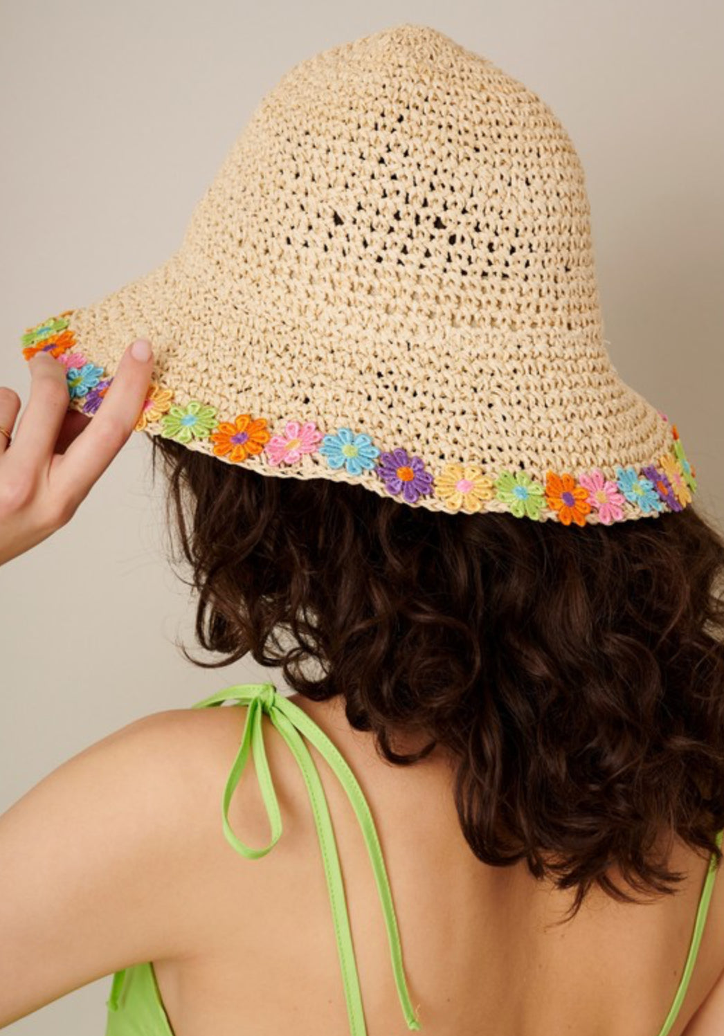 Floral Straw Bucket Hat