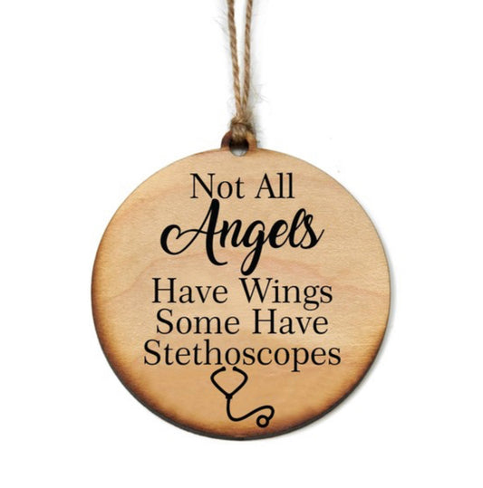 Stethoscope Angel Wooden Tag/Ornament