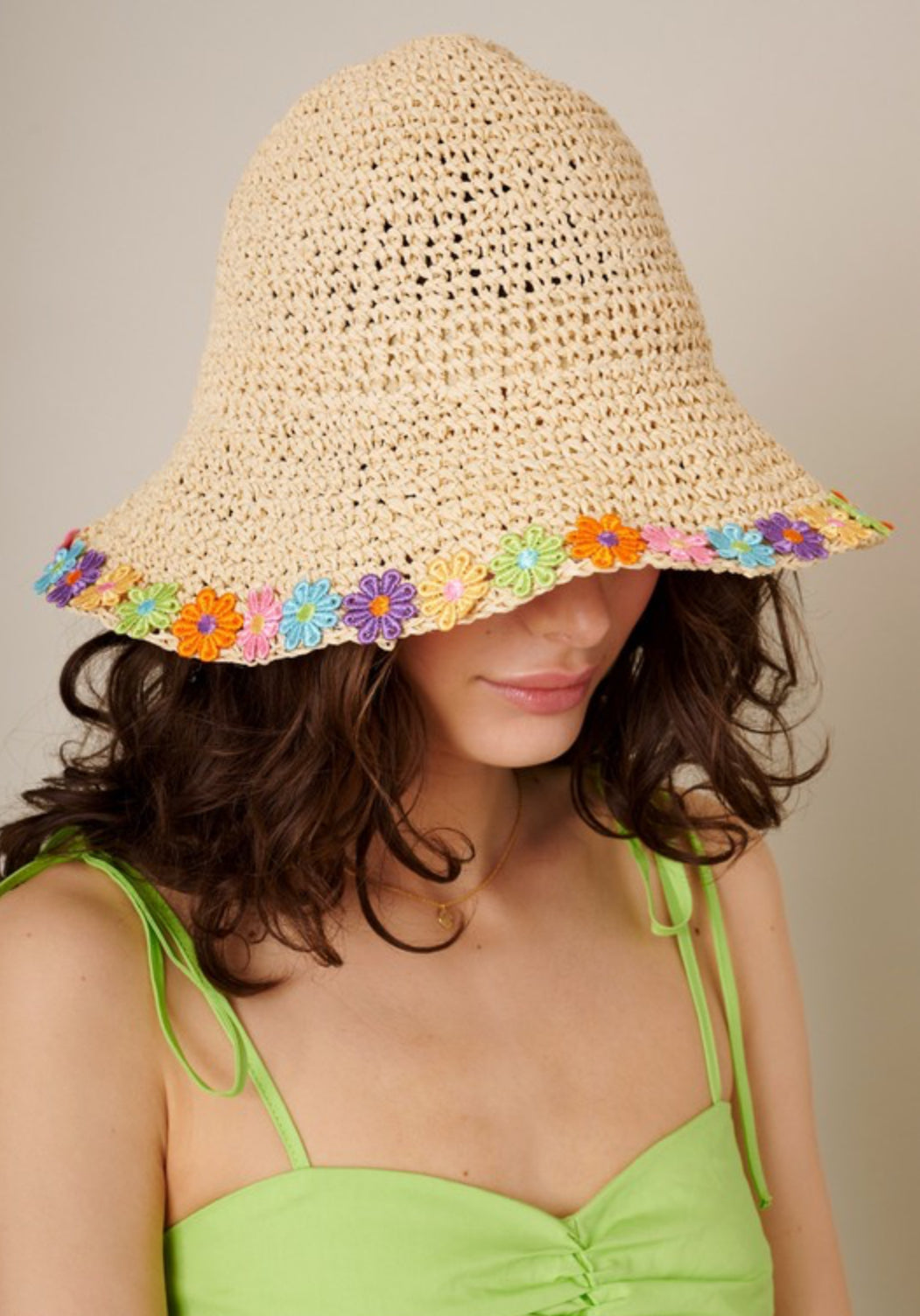 Floral Straw Bucket Hat