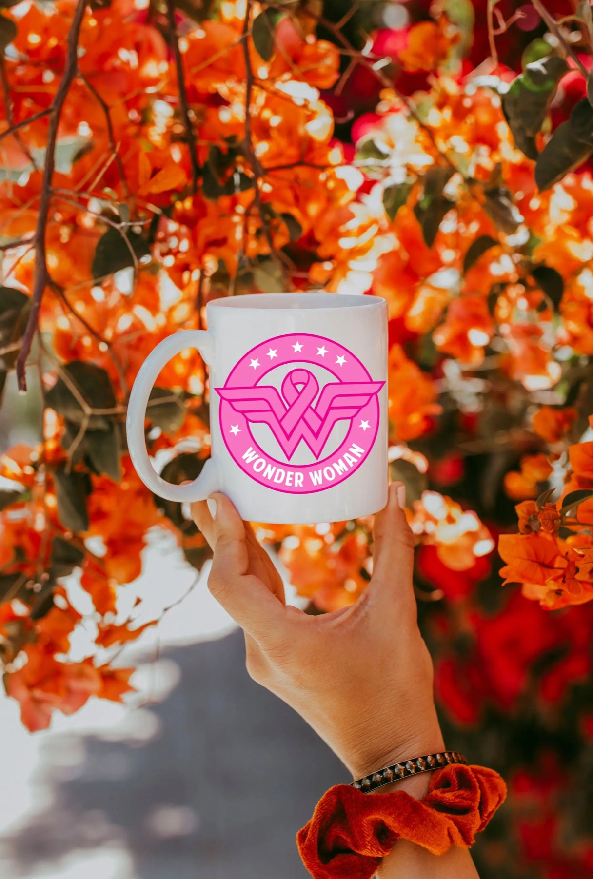 Wonder Woman Mug - Breast Cancer Awareness