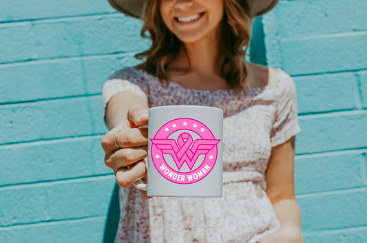Wonder Woman Mug - Breast Cancer Awareness
