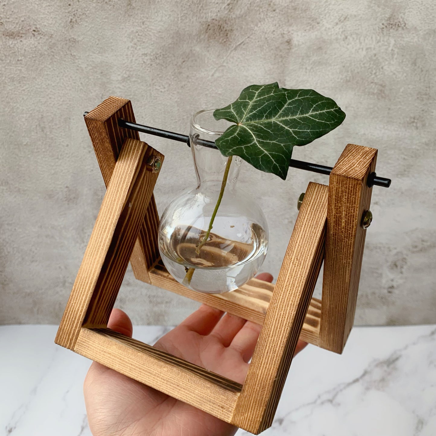 Glass Vase With Wooden Stand