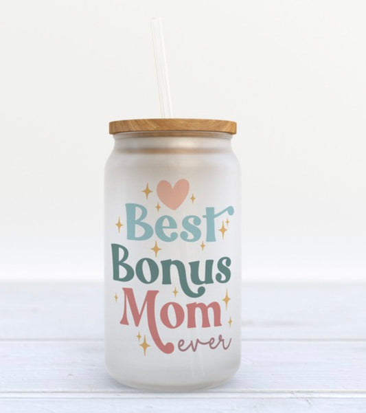 Best Bonus Mom Glass Tumbler