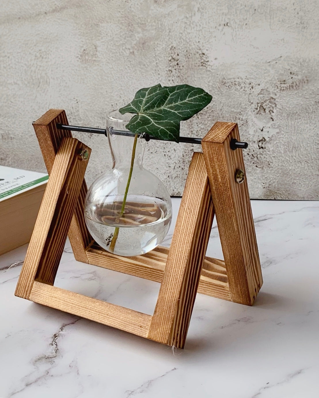 Glass Vase With Wooden Stand