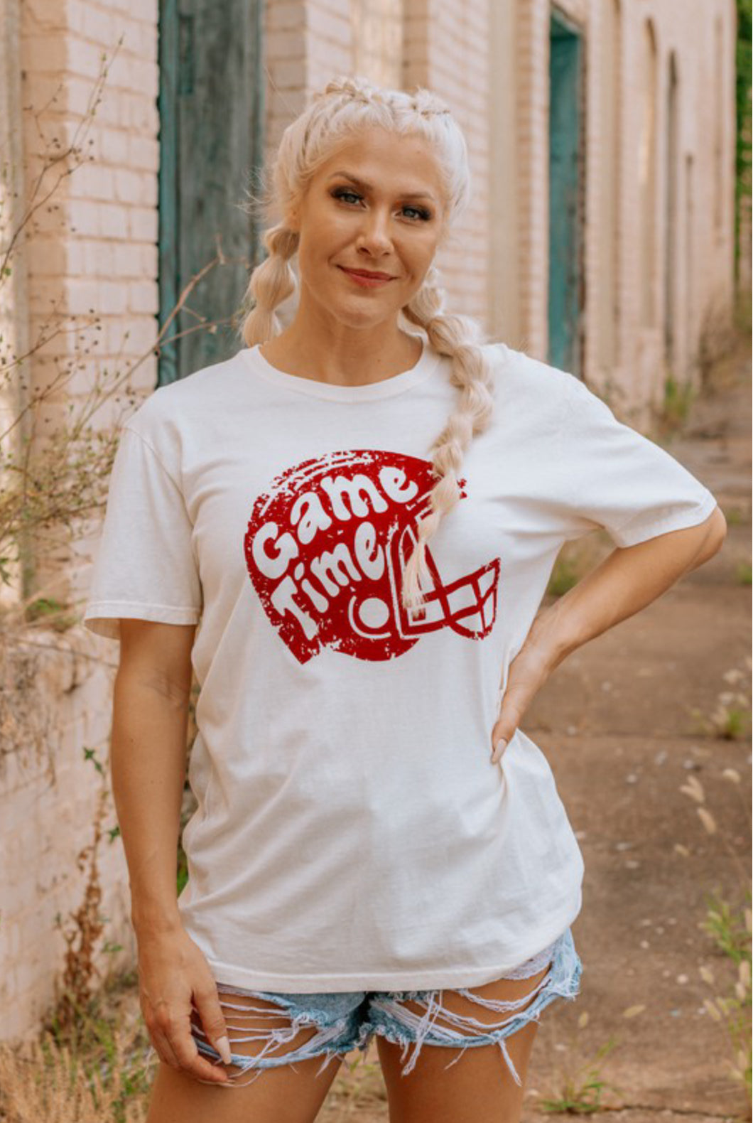 Vintage Game Time Helmet Graphic Tee
