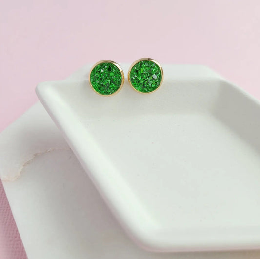 Shamrock Druzy Stud Earrings